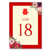 赤い中国の庭結婚のフローラの二重の幸福 テーブルナンバー (裏面)