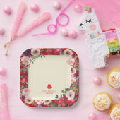 赤い中国の庭結婚のフローラの二重の幸福 ペーパープレート (パーティー)