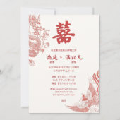 赤い中国の結婚式招待状 ドラゴンとフェニックス 招待状 (裏面)