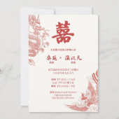 赤い中国の結婚式招待状 ドラゴンとフェニックス 招待状 (裏面)