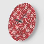 赤い中国の螺旋状花の背景。 ラージ壁時計 (傾斜)