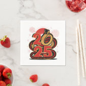 赤い中国の金ゴールドのヘビの月の新年 スタンダードカクテルナプキン (インサイチュ)