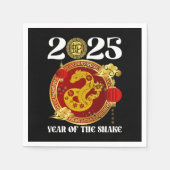 赤い中国の金ゴールドのヘビの月の新年 スタンダードカクテルナプキン (正面)