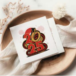 赤い中国の金ゴールドのヘビの月の新年 スタンダードカクテルナプキン