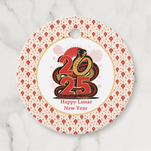 赤い中国の金ゴールドのヘビの月の新年 フェイバータグ (正面)