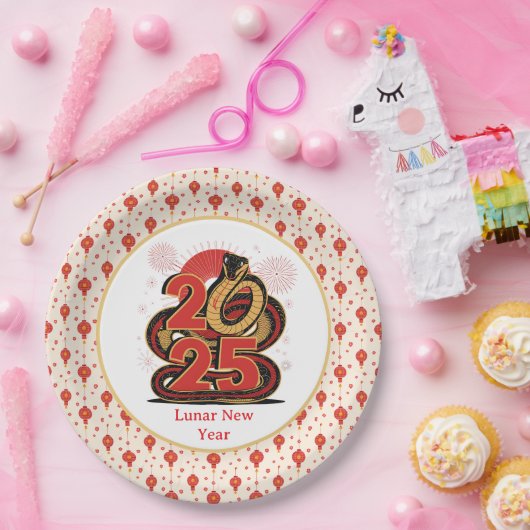 赤い中国の金ゴールドのヘビの月の新年 ペーパープレート (パーティー)