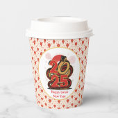 赤い中国の金ゴールドのヘビの月の新年 紙コップ (裏面)