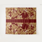 赤い中国の金ゴールドの折り返し タペストリー (正面(横))