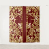 赤い中国の金ゴールドの折り返し タペストリー (正面)