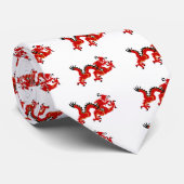 赤い中国様式のドラゴン ネクタイ (ロール)