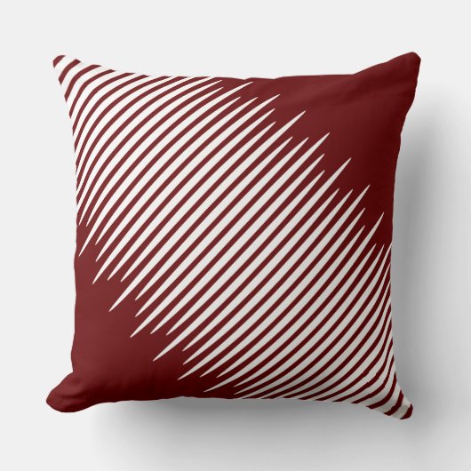 赤い中央に不均一な千鳥白い対角線 クッション (正面)
