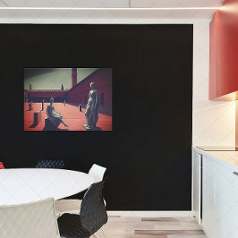 赤い中庭（像あり） | 形而上学的アート ポスター