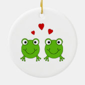 赤い中心を持つ2匹の緑カエル セラミックオーナメント (裏面)
