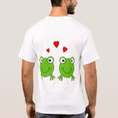 赤い中心を持つ2匹の緑カエル Tシャツ (裏面)