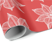 赤い串状の花に白 ラッピングペーパー (ロールコーナー)