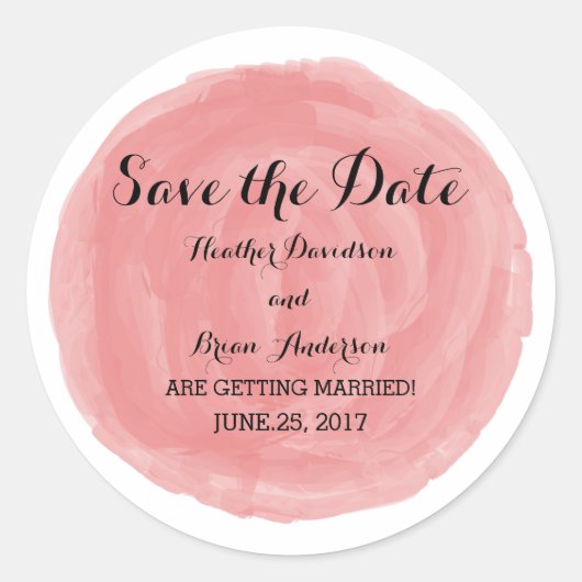 赤い丸い水の色Dateステッカーを保存 ラウンドシール (正面)