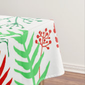 赤い丸い花の緑葉の模様 テーブルクロス (インサイチュ)