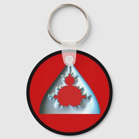 赤い丸のグラディエント銀マンデルブロー キーホルダー (正面)