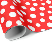 赤い丸の上の白い点の折り返し紙 ラッピングペーパー (ロールコーナー)