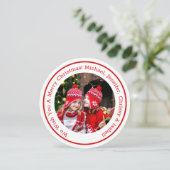 赤い丸の写真メッセージとクリスマスの名前を追加 シーズンカード (スタンド正面)