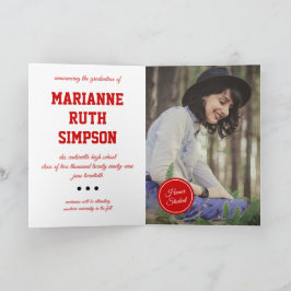 赤い丸の写真卒業 招待状