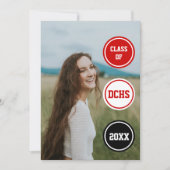 赤い丸の写真卒業 招待状 (正面)