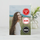 赤い丸の写真卒業 招待状 (スタンド正面)