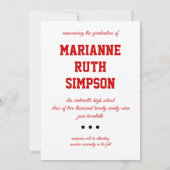 赤い丸の写真卒業 招待状 (裏面)