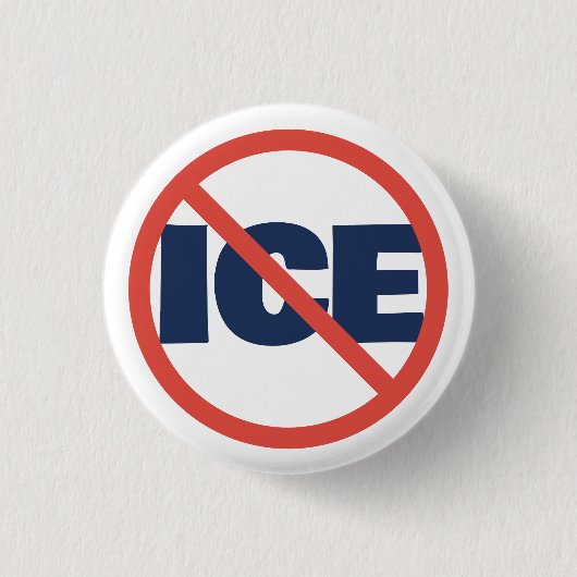 赤い丸の反トランプ ICE 政治的意見 缶バッジ (正面)