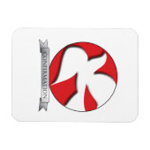 赤い丸の確認白い鳩 マグネット (横)