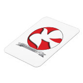 赤い丸の確認白い鳩 マグネット (左側)