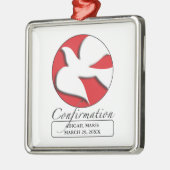 赤い丸の確認白い鳩 メタルオーナメント (左)