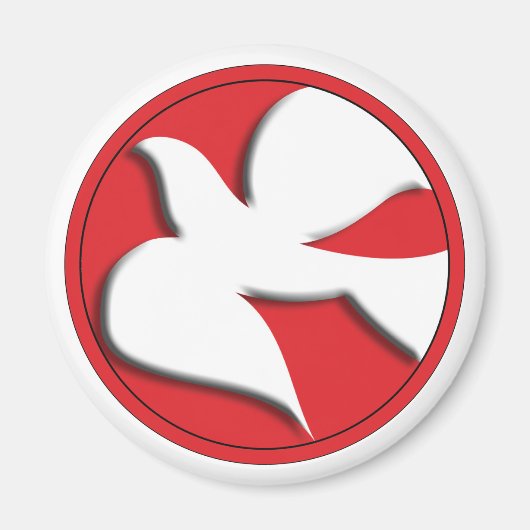 赤い丸の確認鳩 マグネット (正面)