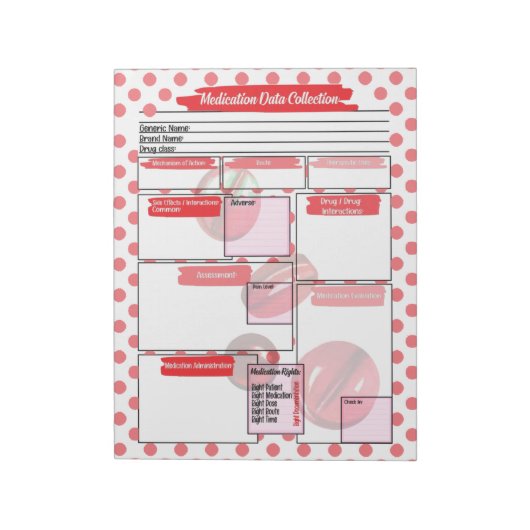 赤い丸薬ヘルスケア学生投薬テンプレート ノートパッド (回転)