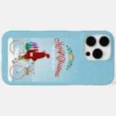 赤い乗り自転車メリークリスマスフォンの女性 Case-Mate iPhoneケース (裏面 (横))