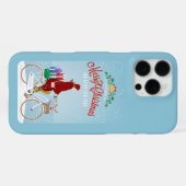 赤い乗り自転車メリークリスマスフォンの女性 iPhoneケース (裏面横)
