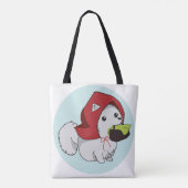 赤い乗馬の子犬のトート(両側) トートバッグ (裏面)