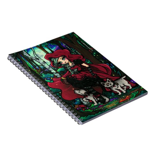 赤い乗馬フードの女の子の妖精のファンタジーのノート ノートブック (右側)