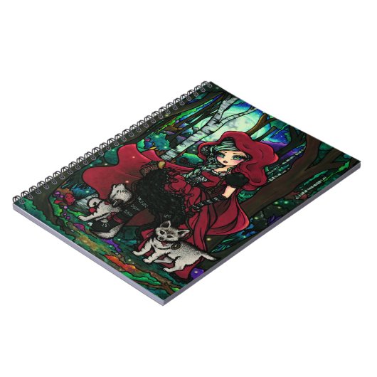 赤い乗馬フードの女の子の妖精のファンタジーのノート ノートブック (左側)