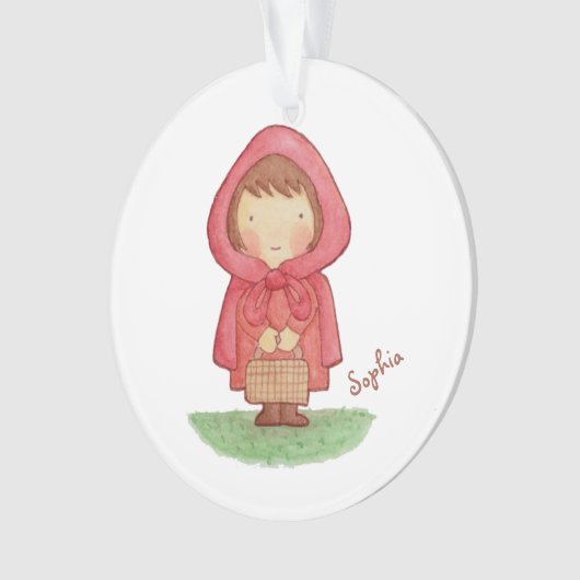 赤い乗馬フードの女の子部屋のパーソナライズなオーナメント オーナメント (正面)