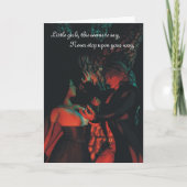 赤い乗馬フードの狼人間のハロウィンの挨拶状 カード (正面)