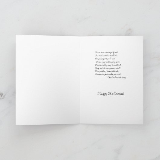 赤い乗馬フードの狼人間のハロウィンの挨拶状 カード (内部)