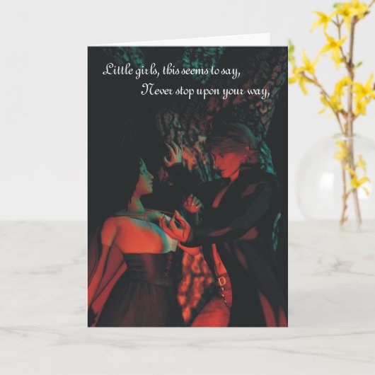 赤い乗馬フードの狼人間のハロウィンの挨拶状 カード (黄色い花)