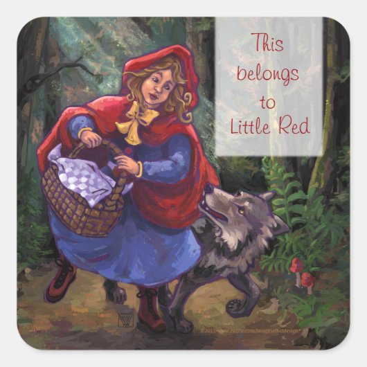 赤い乗馬フードシール スクエアシール (正面)