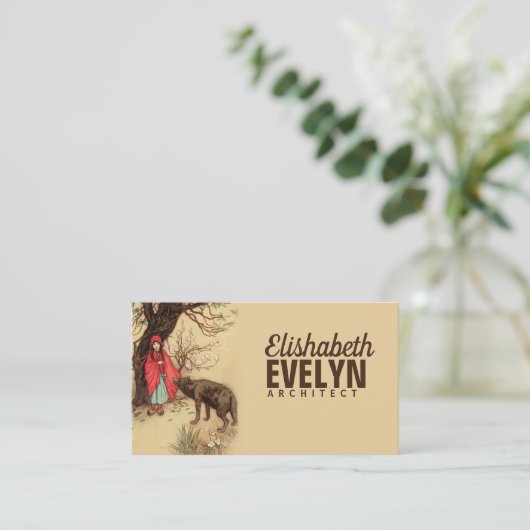 赤い乗馬フード 名刺 (スタンド正面)