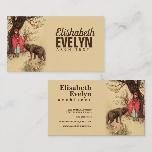 赤い乗馬フード 名刺 (正面/裏面)