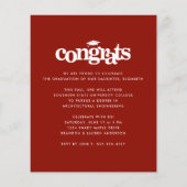 赤い予算の卒業写真のはっきりした招待モダン (裏面)