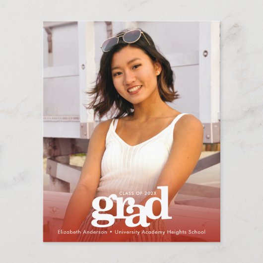 赤い予算の卒業写真のはっきりした招待モダン (正面)