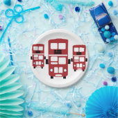 赤い二重デッカーバス紙皿 ペーパープレート (パーティー)