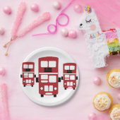 赤い二重デッカーバス紙皿 ペーパープレート (パーティー)